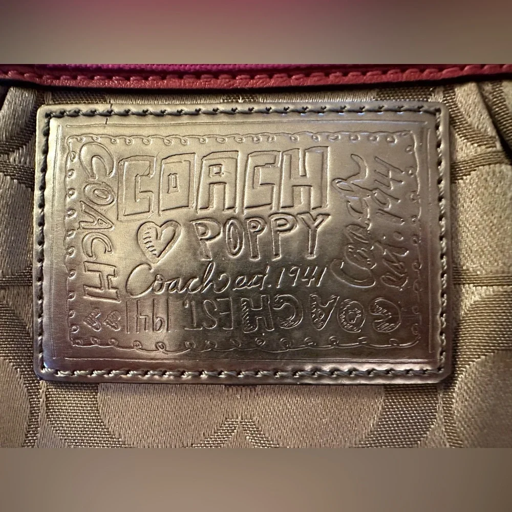 Coach Poppy Signature C Crossbody in Tan with Fuchsia- RARE Y2K Vintage
